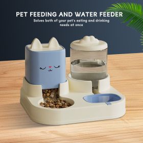 Super Cute Appearance Pet Feeding And Drinking Device, Cleverly Designed With Dry And Wet Separation, Automatic Water Addition, Universal For Cat (Option: Bule)