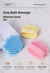 Dog Bath Brush,Pet Bath Comb Brush Soothing Massage Rubber Comb,Pet Bathing Brush (Option: LightYellow)