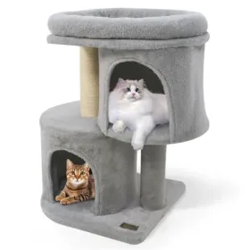 26" Compact Cat Tree With 2 Condos & Sisal Scratching Posts, Anti-Tip Cat Tower For Small Spaces (Option: defaulttitle)