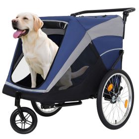2-in-1 Bike Trailer & Push Cart for Pets - Detachable Bike Hitch & Push Handle Included - Quick Release Wheel, Internal Leash (Color: as Pic)